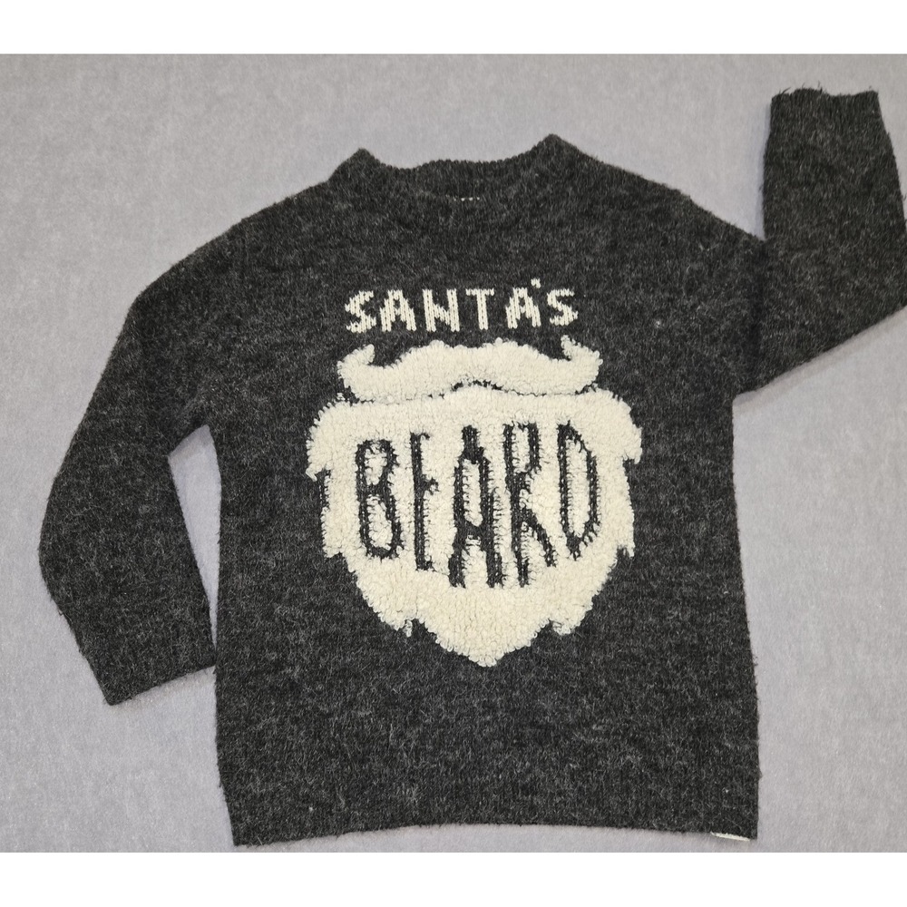 Zara Boys Collection Sz 7 Gray Santa  Acrylic Knitwear Sweater